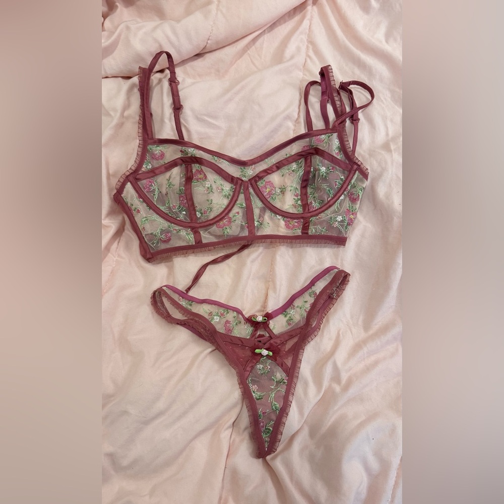 Floral Pink Lingerie Set